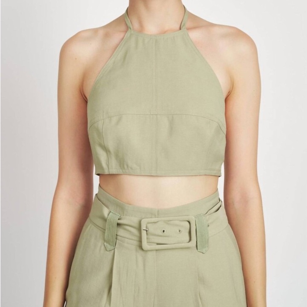 En Saison Green Halter Top Size Medium